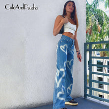 Load image into Gallery viewer, Vintage Heart Printed Hot Baggy Jeans