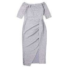 Load image into Gallery viewer, Off Shoulders Cocktail Long Slit Dress