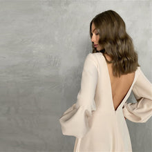 Load image into Gallery viewer, Backless Lantern Sleeve Midi Dress