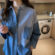 Load image into Gallery viewer, Loose Long Sleeve Denim Shirt