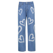 Load image into Gallery viewer, Vintage Heart Printed Hot Baggy Jeans