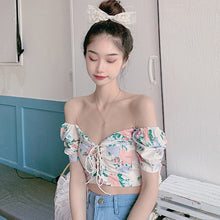 Load image into Gallery viewer, Floral Print  Drawstring Blouses