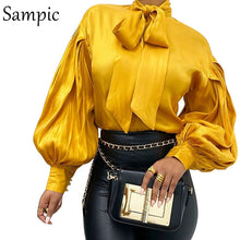 Load image into Gallery viewer, Sampic Vintage Satin Turtleneck Blouse
