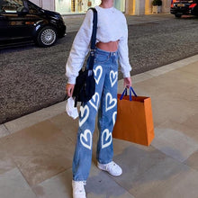 Load image into Gallery viewer, Vintage Heart Printed Hot Baggy Jeans