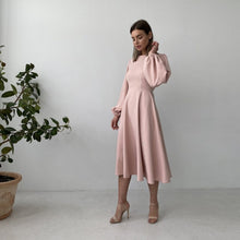 Load image into Gallery viewer, Backless Lantern Sleeve Midi Dress