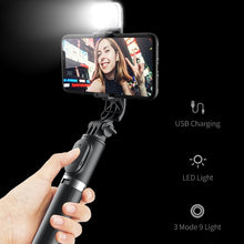 Load image into Gallery viewer, LED Wireless bluetooth selfie stick foldable mini tripod with shutter remote