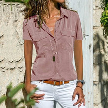 Load image into Gallery viewer, Short Sleeve Casual Button Down Blouses
