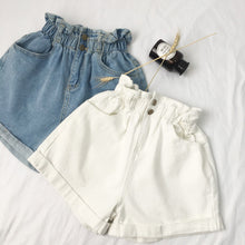 Load image into Gallery viewer, Loose Roll Up Hem Elastic Waist Jean Shorts