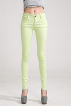 Load image into Gallery viewer, Candy Colored Mid Waist Zipper Skinny Pants