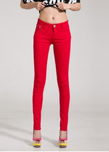 Load image into Gallery viewer, Candy Colored Mid Waist Zipper Skinny Pants