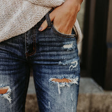 Load image into Gallery viewer, Boyfriend Hole Ripped Jeans