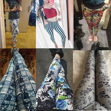 Load image into Gallery viewer, Print Flower Plaid Houndstooth Leggings