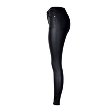 Load image into Gallery viewer, Black Faux Leather Jeans