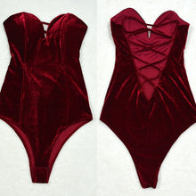 Load image into Gallery viewer, Strapless Velvet Bodysuit