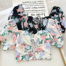 Load image into Gallery viewer, Floral Print  Drawstring Blouses