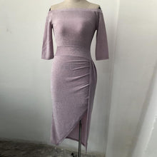 Load image into Gallery viewer, Off Shoulders Cocktail Long Slit Dress
