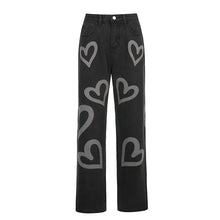 Load image into Gallery viewer, Vintage Heart Printed Hot Baggy Jeans