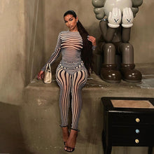 Load image into Gallery viewer, Mesh Striped Two Piece Set