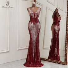 Load image into Gallery viewer, Deep V Neck Style Mermaid Evening Dresses