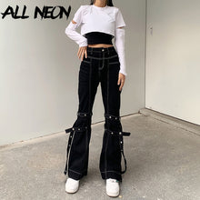 Load image into Gallery viewer, 90s Bandage Flare Black Jeans