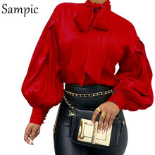 Load image into Gallery viewer, Sampic Vintage Satin Turtleneck Blouse