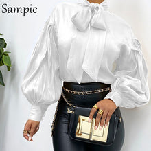 Load image into Gallery viewer, Sampic Vintage Satin Turtleneck Blouse