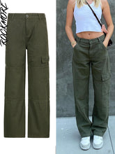 Load image into Gallery viewer, Rockmore Brown Vintage Baggy Jeans Women 90s Streetwear Pockets Wide Leg Cargo Pants Low Waist Straight Denim Trousers 2021