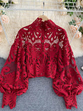 Load image into Gallery viewer, Sexy Lace Hollow Out Short Blouse