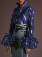 Load image into Gallery viewer, Sexy Turn-down Collar Flare Sleeve Tops