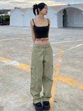 Load image into Gallery viewer, Rockmore Brown Vintage Baggy Jeans Women 90s Streetwear Pockets Wide Leg Cargo Pants Low Waist Straight Denim Trousers 2021