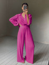 Load image into Gallery viewer, Pleated Wide Leg Suit Set