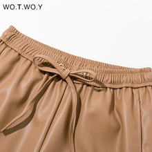 Load image into Gallery viewer, High Waist Spliced Loose Leather Pants