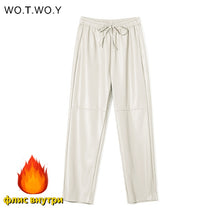Load image into Gallery viewer, High Waist Spliced Loose Leather Pants