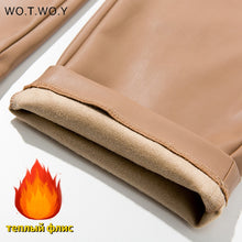 Load image into Gallery viewer, High Waist Spliced Loose Leather Pants