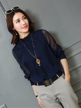 Load image into Gallery viewer, Mesh Long Sleeve Chiffon Blouse