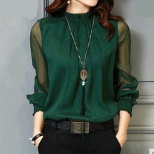 Load image into Gallery viewer, Mesh Long Sleeve Chiffon Blouse