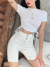Load image into Gallery viewer, High Waist Thin Elastic Jean Shorts