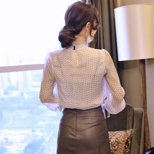 Load image into Gallery viewer, Long Sleeve Dot Lace chiffon blouse