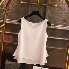 Load image into Gallery viewer, Sleeveless Chiffon Shirt Solid V-neck