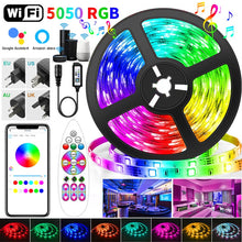 Load image into Gallery viewer, 5M-30M RGB WIFI LED Strip Lights Bluetooth 10MRGB Led light 5050 SMD Flexible 25M Waterproof 2835 Tape Diode DC WIFI Control+Adapter