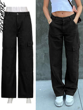 Load image into Gallery viewer, Rockmore Brown Vintage Baggy Jeans Women 90s Streetwear Pockets Wide Leg Cargo Pants Low Waist Straight Denim Trousers 2021