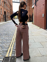 Load image into Gallery viewer, Rockmore Brown Vintage Baggy Jeans Women 90s Streetwear Pockets Wide Leg Cargo Pants Low Waist Straight Denim Trousers 2021