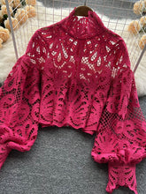 Load image into Gallery viewer, Sexy Lace Hollow Out Short Blouse
