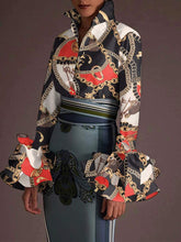 Load image into Gallery viewer, Sexy Turn-down Collar Flare Sleeve Tops