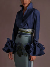 Load image into Gallery viewer, Sexy Turn-down Collar Flare Sleeve Tops