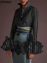 Load image into Gallery viewer, Sexy Turn-down Collar Flare Sleeve Tops