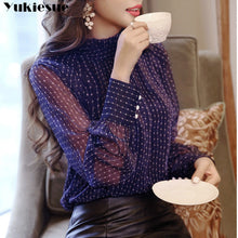 Load image into Gallery viewer, Long Sleeve Dot Lace chiffon blouse