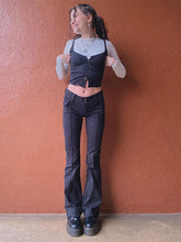 Load image into Gallery viewer, Low Waist Ribbed Flare Pants