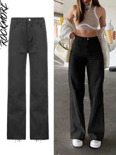 Load image into Gallery viewer, Rockmore Brown Vintage Baggy Jeans Women 90s Streetwear Pockets Wide Leg Cargo Pants Low Waist Straight Denim Trousers 2021