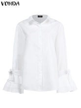 Load image into Gallery viewer, Sexy Turn-down Collar Flare Sleeve Tops